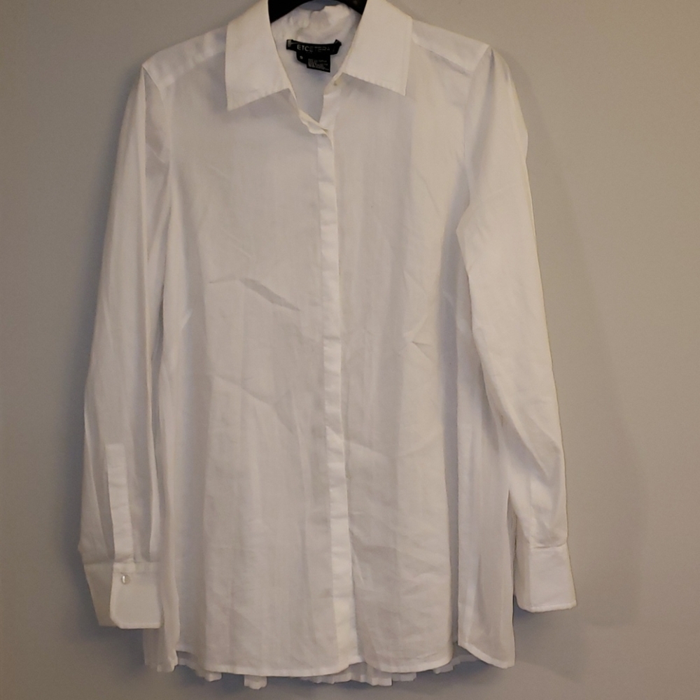 Etcetera White Pleated Back Collar Blouse sz. 8